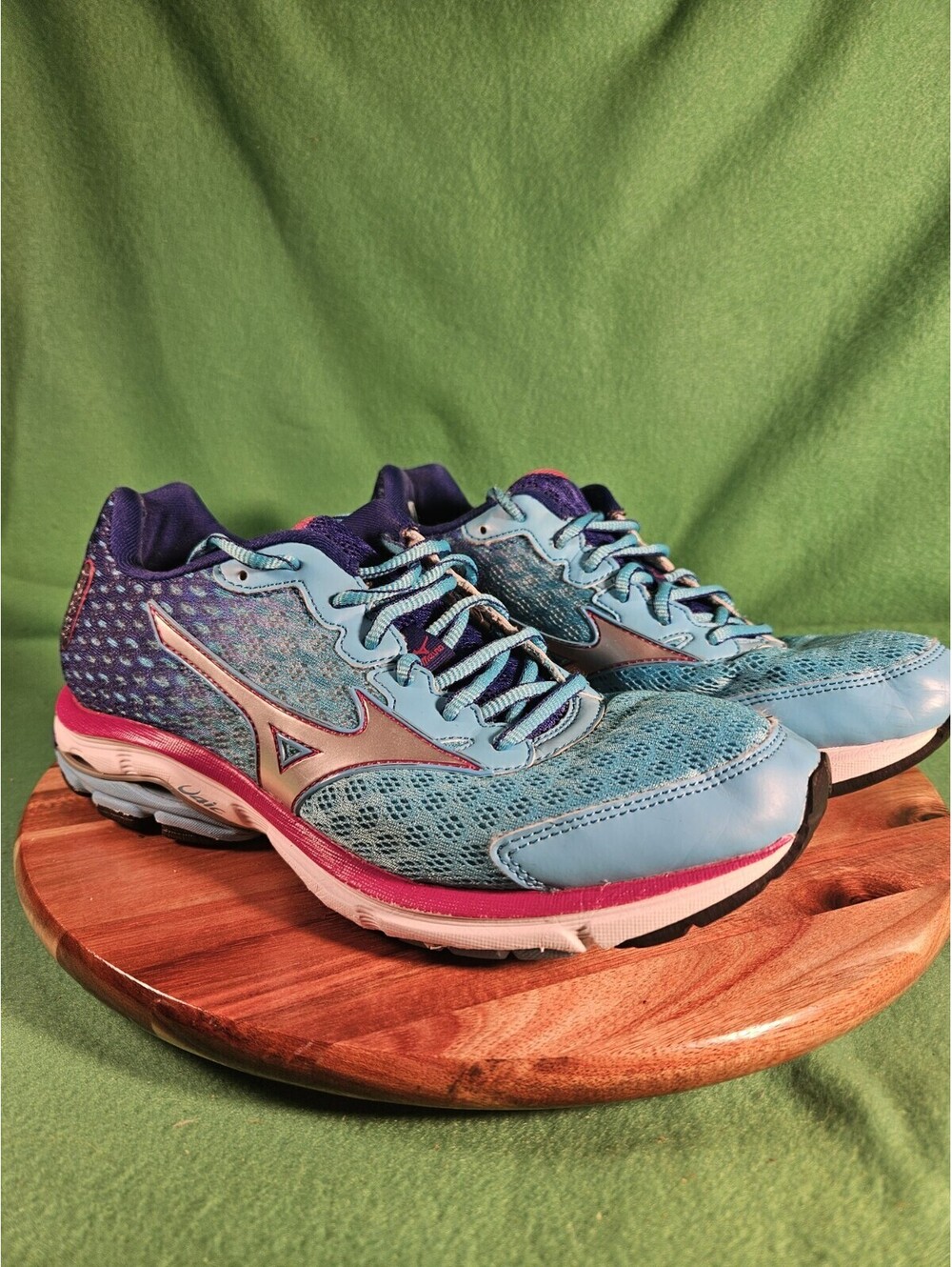 Mizuno 18 Wave Rider Running Shoes Blue Synthetic Womens Size 9 M
